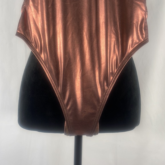 Bronze golden brown, one piece metallic swimsuit,bathing suit size small - Picture 5 of 11